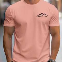 Men Summer 100% Cotton Mountain Pattern Casual Loose Plus Size T-Shirt