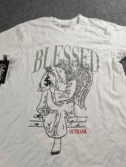 Outrank T-Shirt Men’s Small White Graphic Print Blessed NWT