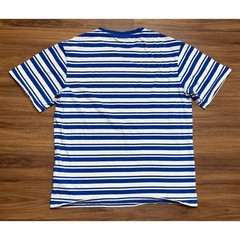 J.Lindeberg Charles Plain Stripe Crewneck T-Shirt Mens Blue White “SMILE” Sz M