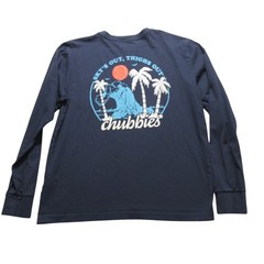 Chubbies Mens T Shirt L Navy Blue Graphic Stretch 100% Cotton Pocket Logo