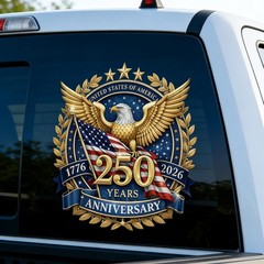 2pcs 250th Anniversary USA Car Decal Sticker, Patriotic Bald Eagle 1776–2026 V