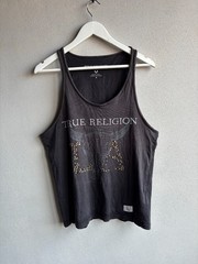 VTG 00s y2k True Religion Washed Avant Garde Rhinstone T-Shirt Tank Top Tee