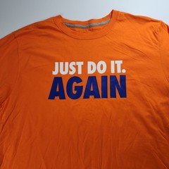 Nike Just Do It Again Men’s XL Orange Long Sleeve Cotton T-Shirt Ribbed Cuffs