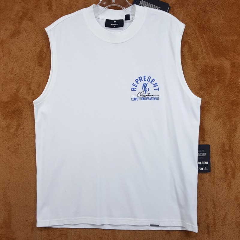 REPRESENT Shirt Mens XS White Crew Graphic Cut Off Sleeveless Tank Tee