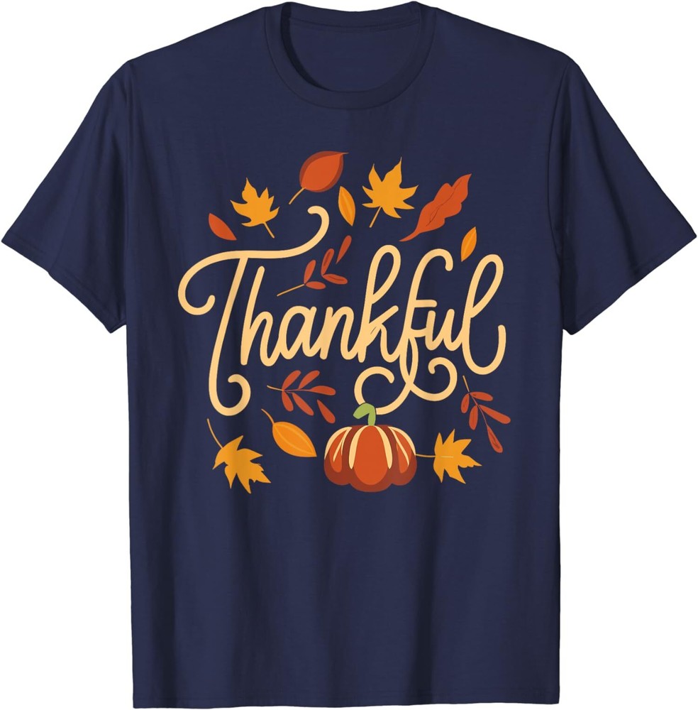Happy Thanksgiving Day Autumn Fall Pumpkin Leaves Unisex T-Shirt