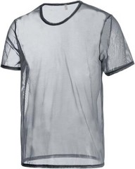Zonbailon Mens Tops Undershirts Shirts Short Mesh Sleeve See Through T-Shirt