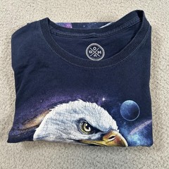 Bald Eagle Space Shirt Mens Large Navy Blue DOM Animals Graphic Nature Tee Birds
