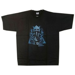 Unisex Lord Ganesha Yoga Meditation Cotton T-Shirt Religious Print Top L 28″
