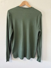 Burt’s Bees Baby Mens Medium Organic Cotton Henley Shirt Green Rib Knit Thermal