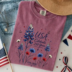 Comfort Colors America 250th Anniversary Shirt Patriotic Butterfly 4th of July