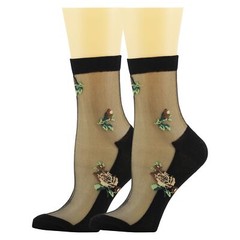 5 Pairs Womens Ankle Sheer Socks Floral Cute Nylon Mesh Transparent Socks