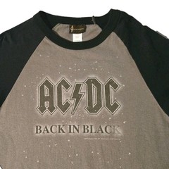 Vtg Aces and Eights AC/DC 2006 Back In Black Raglan T-Shirt Men’s XL Gray/Black