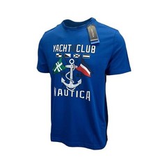Nautica Men’s Blue T-Shirt Yacht Club Graphic Tee (S08)