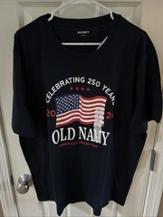 2026 Men OLD NAVY USA American Flag 4th of July T Shirt Size XL Navy Blue