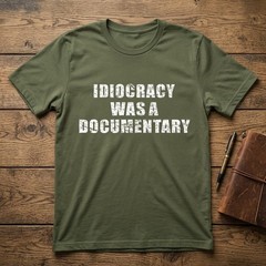 Idiocracy was a Documentary Funny Sarcastic Saying Gift Vintage Men’s Tee A79