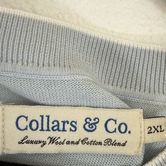 NWT Collars & Co Men’s 2XL Premium Wool Cotton Knit Shirt Blue Gray Contrast SS