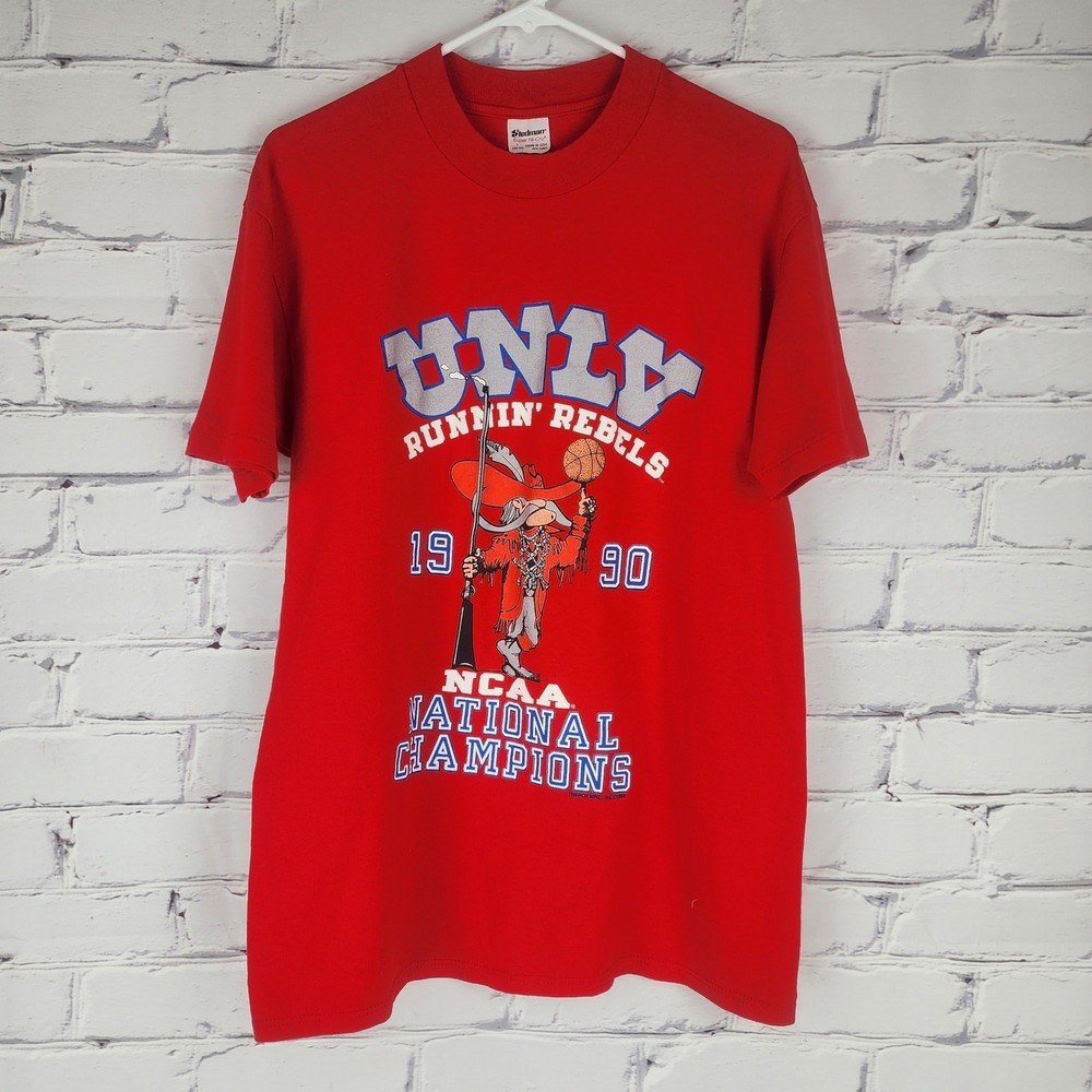 Vintage 1990 NCAA National Champions UNLV Running Rebels T-Shirt Sz L