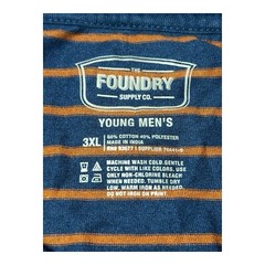 The Foundry Mens 3XL Big & Tall Long Sleeve Striped T-Shirt Navy Orange