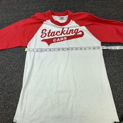 Vtg Augusta Sportswear Shirt Mens S White Stacking Cars Graphic Ringer Jersey