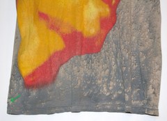 Jimi Hendrix Gray Acid-Wash T-Shirt Fire Print Red & Yellow Spray-Style Graphic