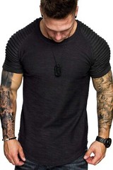 COOFANDY Men’s Muscle T-Shirt Pleated Raglan Sleeve Bodybuilding Large, Black