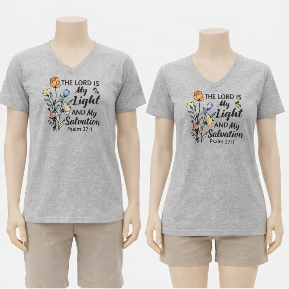 Cyberwear Spiritual T-Shirt “The Lord Is My Light and My Salvation” Stretchable