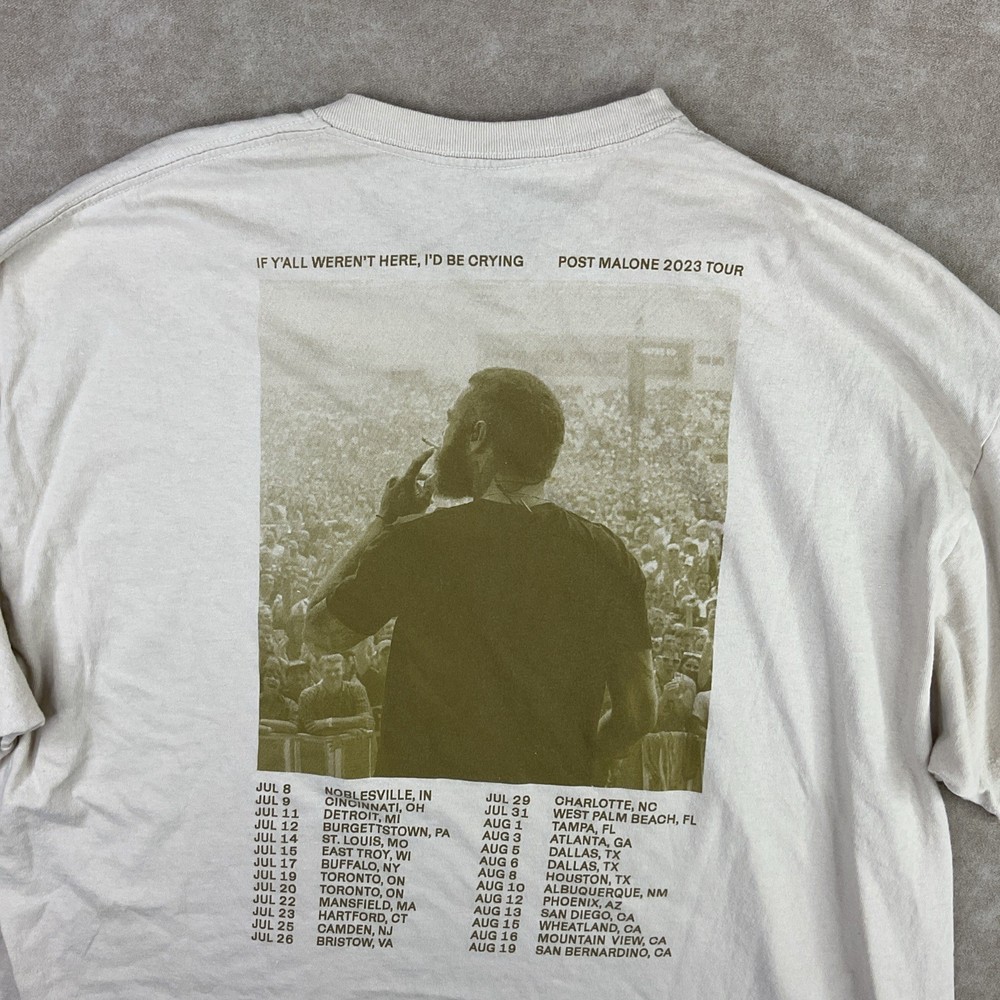 Post Malone T-Shirt Sz 2XL Austin 2023 Tour If Y’all Weren’t Here I’d Be Crying