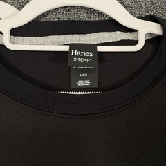 Hanes Mens Large T-Shirt Black 2-Pack X-Temp Cotton Blend Crew Neck O4200 Basics