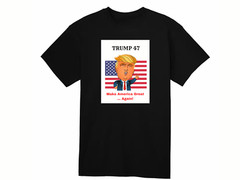 Funny Cartoon Donald Trump 47 T-shirt (with hair in option)