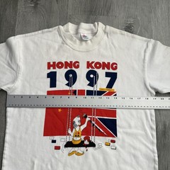 Vintage Hong Kong 1997 Shirt Mens Large White Rambo Flag Souvenir 90s Tee