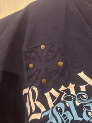 Blac Label Navy Blue V Neck Tee Y2K Vintage Print on Both Sides Ready To Die