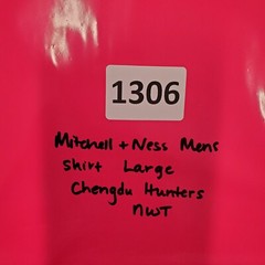 Mitchell & Ness Mens T-Shirt Large Multi Colorblock Short Sleeve Chengdu Hunters