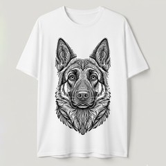Artistic German Shepherd T-Shirt Line Art Dog Lover GSD Portrait Graphic Tee