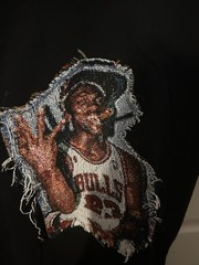 Temius Sports Club Michael Chicago Bulls #23 Embroidered Graphic Tee Black L/XL