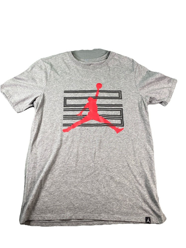 Jordan Mens Medium M Gray Jumpman Graphic T Shirt Basketball