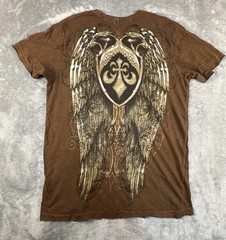 Affliction Shirt Mens M Angel Wing Eagle Skull Biker Graphic Tee
