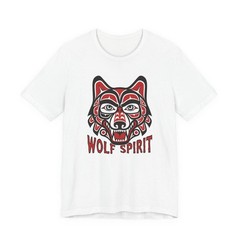 Wolf Spirit T-Shirt | Red & Black Indigenous Formline Wolf Head Tee Shirt