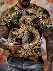 Men’s Dragon T-shirt Fashion 3d Printed Animal Pattern Short Sleeved Tops