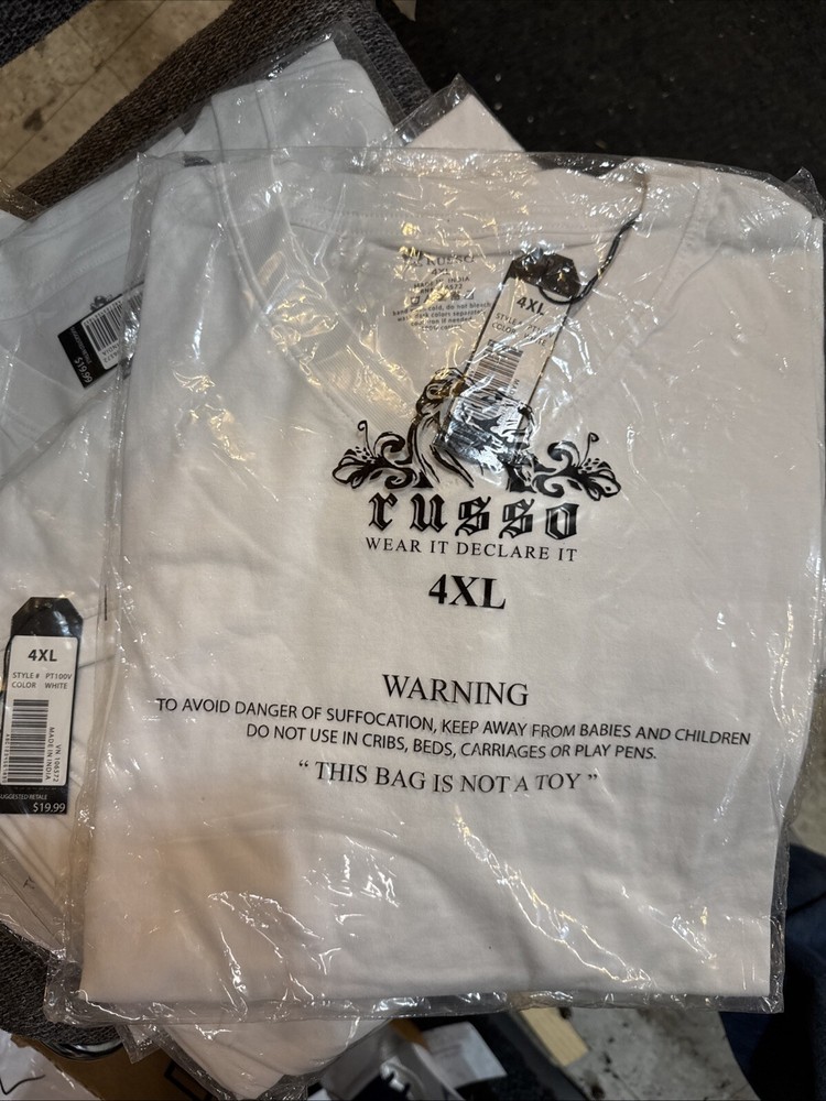 4 Pieces 4xL White V-neck, Good Quality Individually Wrapped