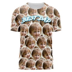 Funny All Over Faces T Shirt For Dad Personalised Photo Gift Men Xmas