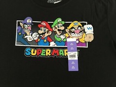 Super Mario W/ Luigi Wario Waluigi Mens Stretch Black ShortSleeve T-Shirt Sz 2XL