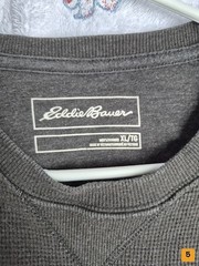 Eddie Bauer Waffle Crewneck Sweatshirt Gray Sz XL Good