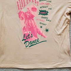 David Bowie Shirt Mens Small Tan Pink Pop Rock Band Music Concert Lets Dance