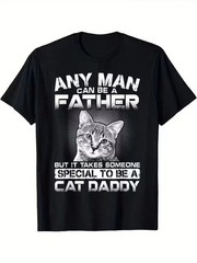 ‘Cat Daddy’ Black T-Shirt Featuring a Humorous Short Sleeve All Size Shirt