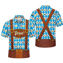 Mens Oktoberfest Lederhosen Polo German Bavarian Beer Costume Prost Shirt(S-5XL)