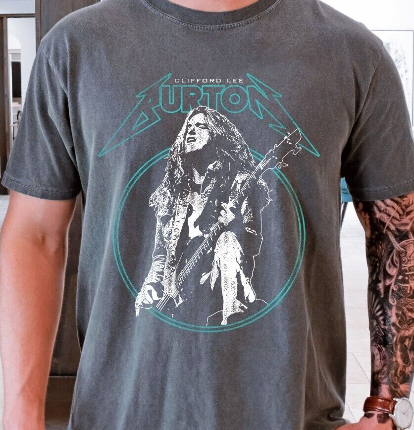 Cliff Burton T-Shirt Rock n Roll Bassist Vintage Black Comfort Colors 1717 Tee