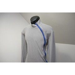 Armani Exchange Mock Neck Top Mens XL Grey Asymmetrical Zip Long Sleeve EUC