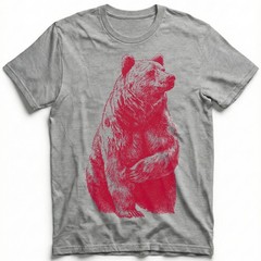 Red Grizzly Bear Silhouette Wildlife Nature T-Shirt Forest Animal Graphic Tee