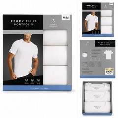 Perry Ellis Portfolio Men’s Cotton Blend Crew Neck T-Shirts 3-Pack White M