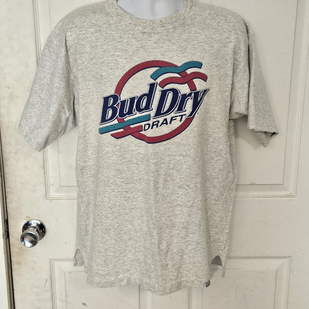 Vintage Bud Dry Draft T Shirt Beer Gear for Sports Shirt Large USA